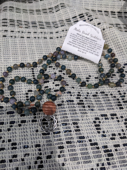 Mala Bead Necklace - Indian Agate 6mm