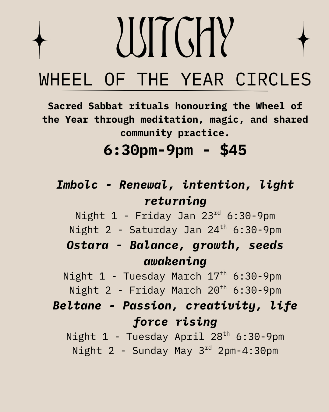 Wheel of the Year Witchy Circles