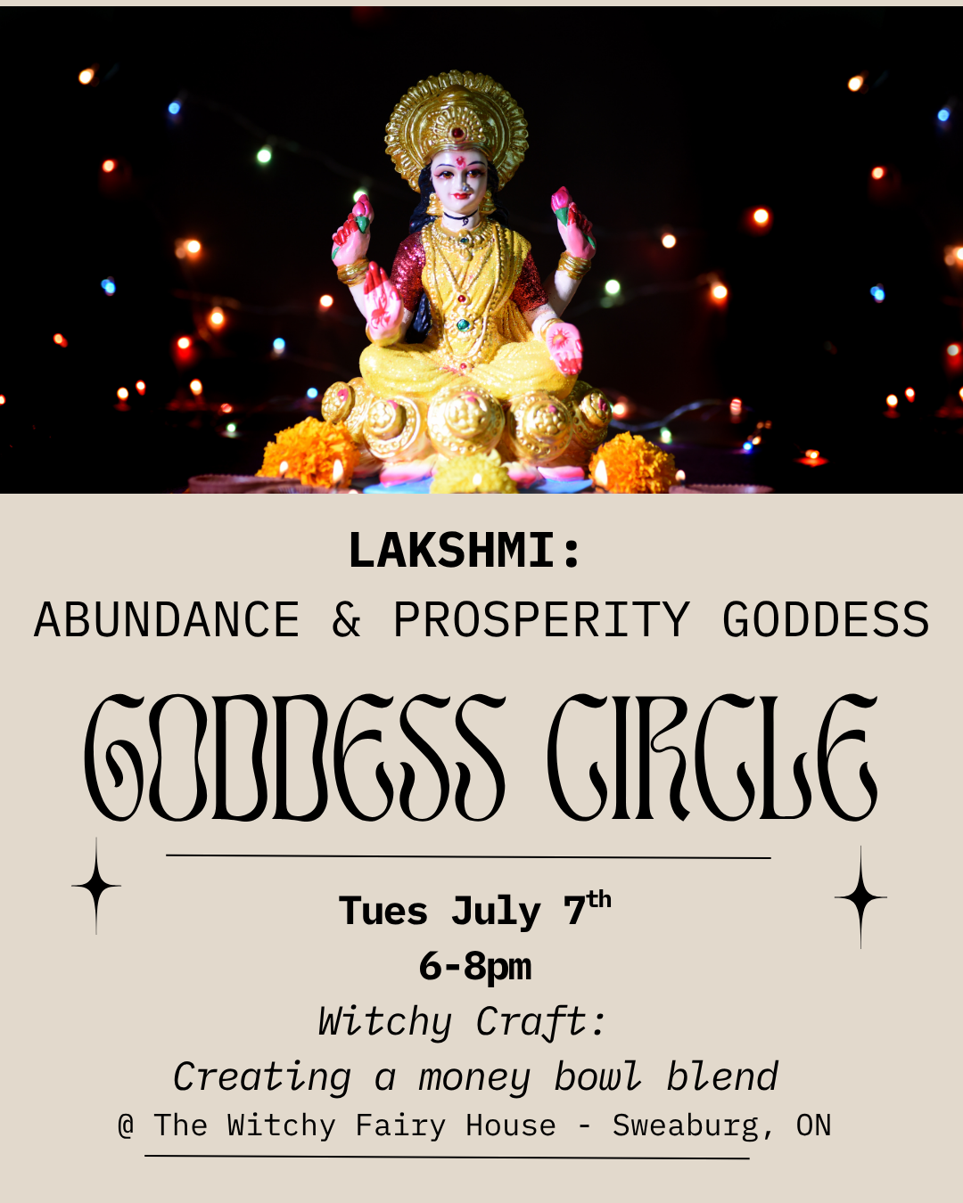Lakshmi - Goddess Circle - Tues July 7th 6-8pm - make a money bowl