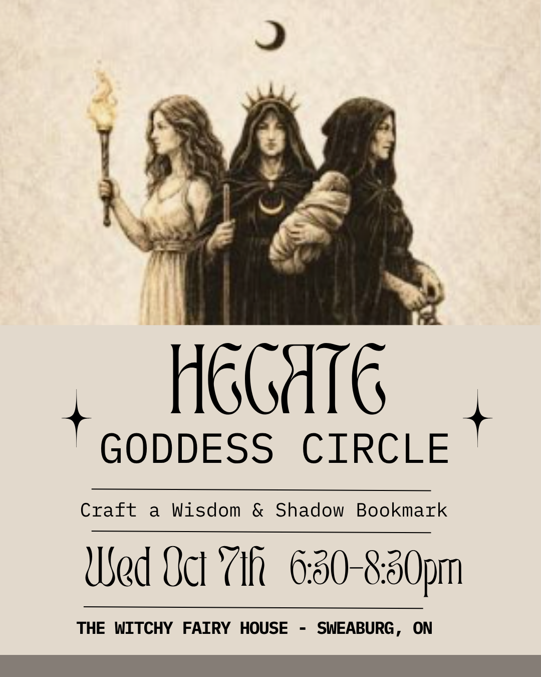 Hecate - Goddess Circle - Wed Oct 7th  6-8pm - Crafting Your Own Shadow & Wisdom Bookmark