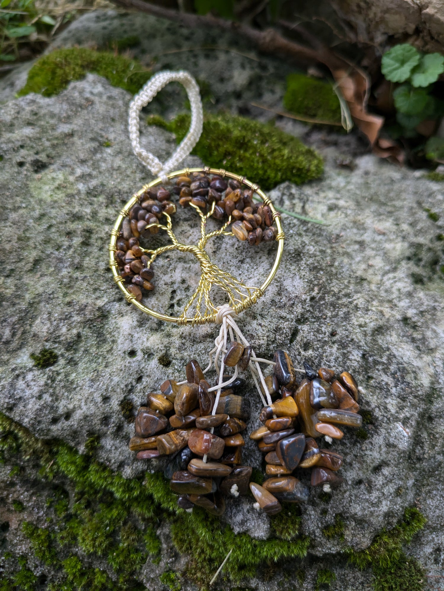 Tigers Eye Crystal Tree of Life Hanger