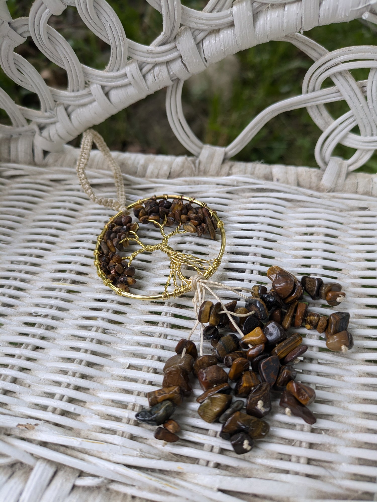 Tigers Eye Crystal Tree of Life Hanger