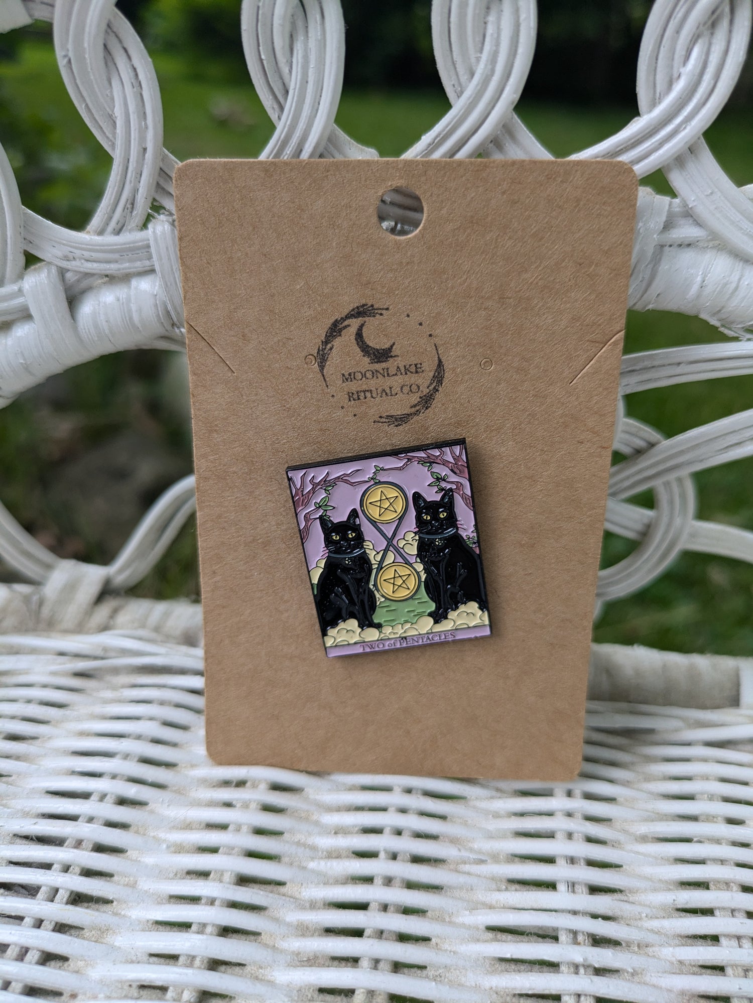 Two of Pentacles Cat Tarot Pin