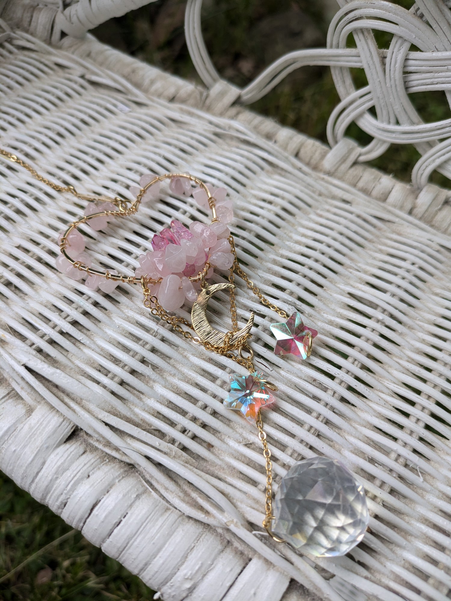 Rose Quartz & Electroplated Quartz Suncatcher