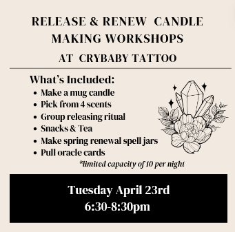 Release & Renew Candle Workshop -  Tuesday April 23rd